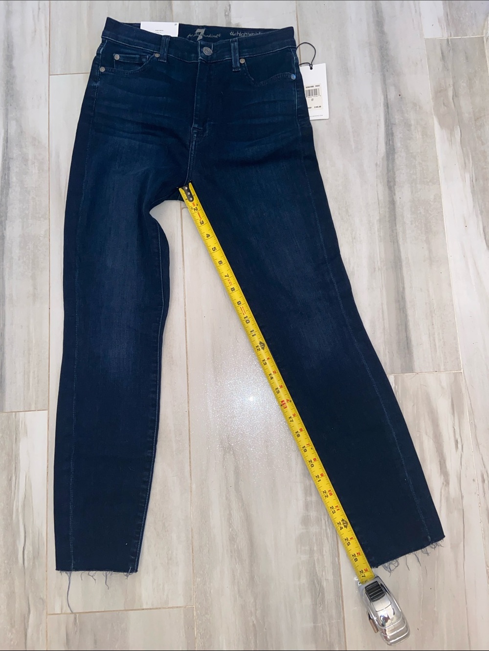 7 For All Mankind High Waist Ankle, Raw Hem, Super Skinny, 27x27, NWT, $165 MSRP - Picture 11 of 15